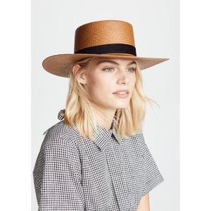 JANESSA LEONÉ Panama Bernt Straw Hat Size M